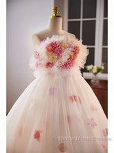 Unique High Low Flower Pink Tulle Sweetheart Semi Formal Prom Dress